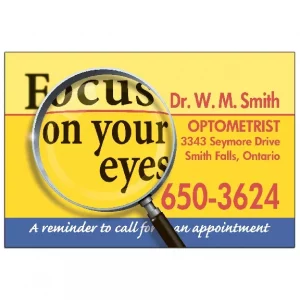 Custom Optometry Recall Card Focus on your eyes – OPT109PCC