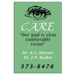 Custom optometric reminder card: Our goal is clear comfortable vision – OPT116PCC