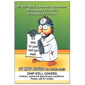Personalized Optometry Reminder Postcard Owl eye doctor OPT216PCC