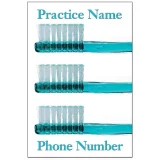 Custom Dental Recall Card - Three Toothbrushes - DEN114PCC
