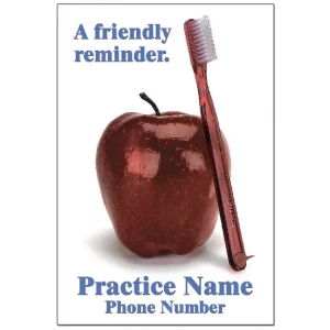 Dental Custom Reminder Card – Toothbrush and Apple – DEN115PCC