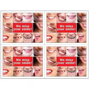 We Miss Your Smile – Custom Dental Reminder Card (Perforated) – DEN520LZCup